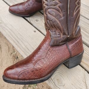 Texas All American Made Boots Caiman Print Sz 9.5